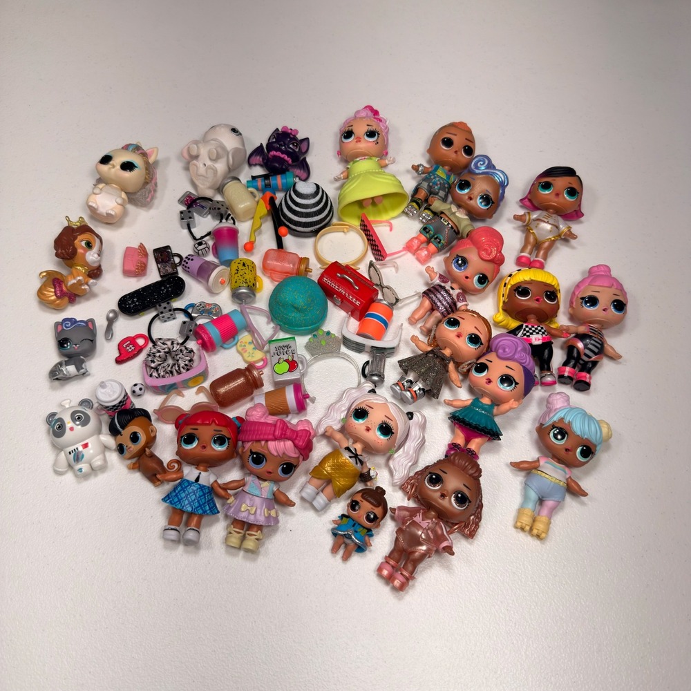 LOL Surprise Doll Lot 60pc Huge Collection Pets Accessories Metal Storage Tin